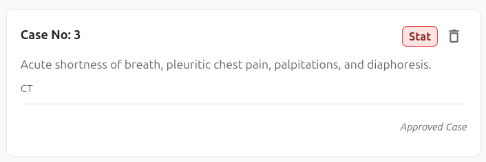 Case displayed as approved