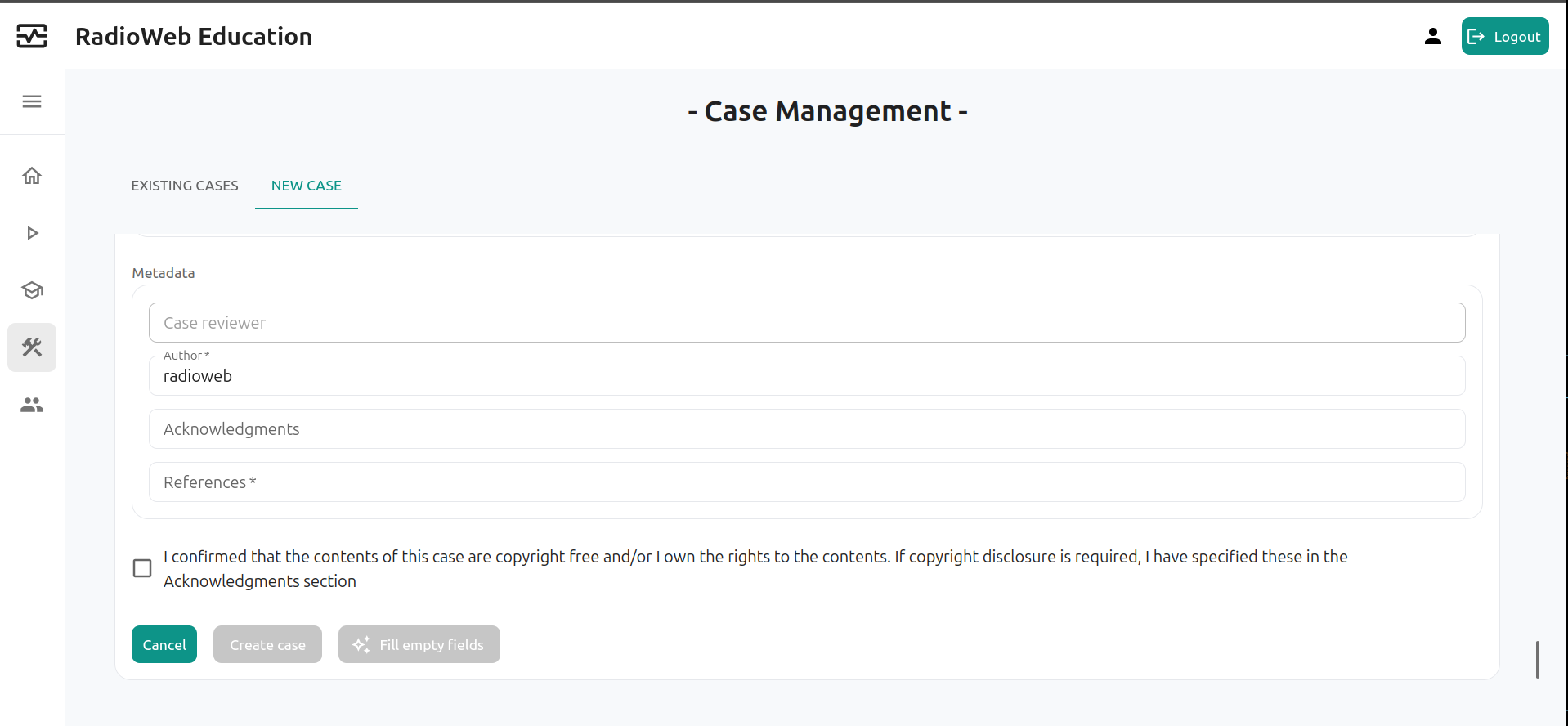 Acknowledgment checkbox in case management