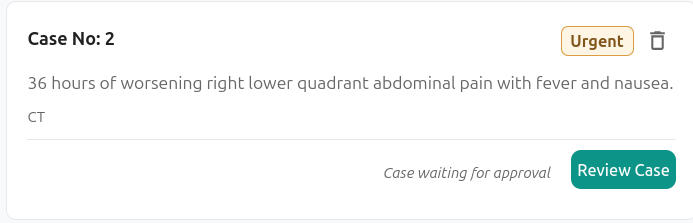 Case flagged as needing approval